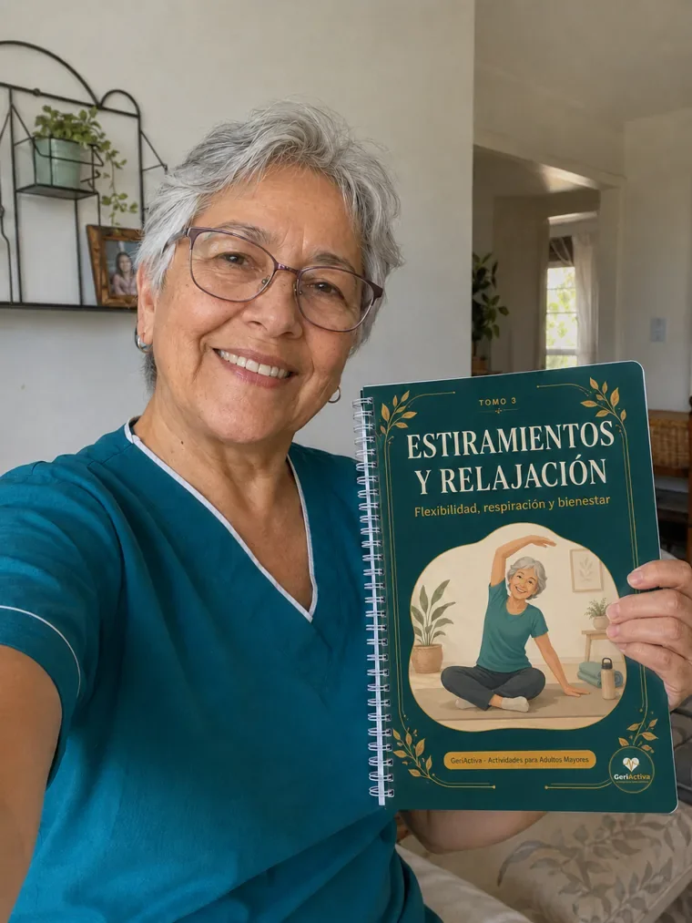 Patricia Muñoz, kinesióloga de Chile, con el material GeriActiva